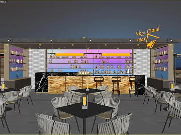Modern open-air bar commercial scene texture (ID:ffaeh573941)