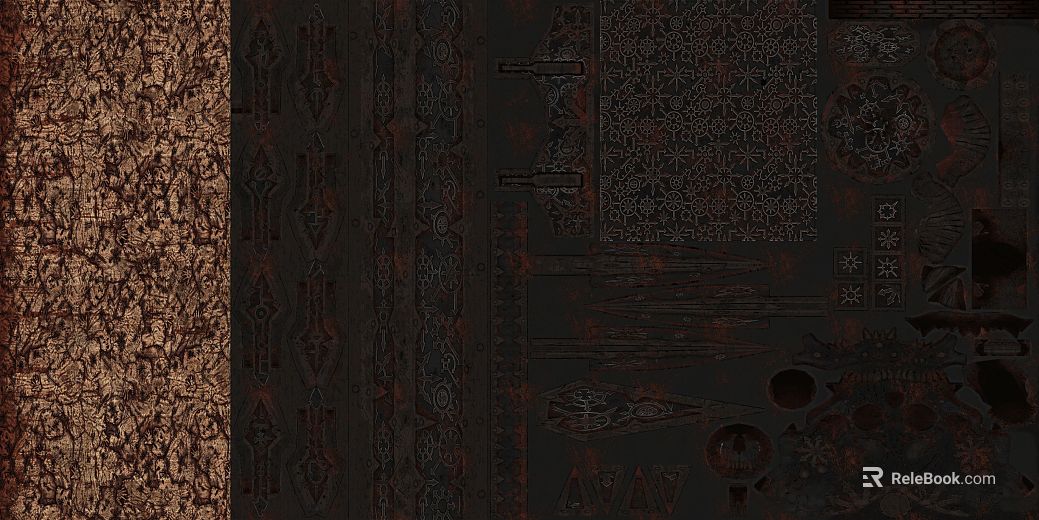 Red brown distressed metal vintage decorative components texture