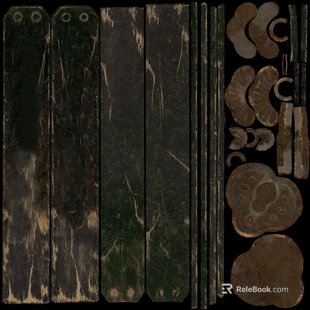 Retro dark green dilapidated wood decorative components texture
