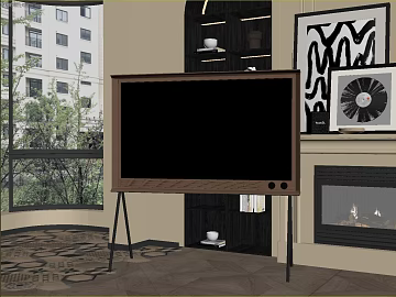Retro dark brown wood grain living room TV cabinet texture (ID:ffaeh320524)
