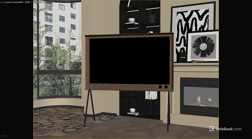 Retro dark brown wood grain living room TV cabinet texture