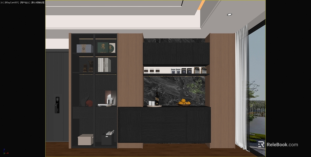 Light Luxury Wooden Wall Panel Sideboard texture