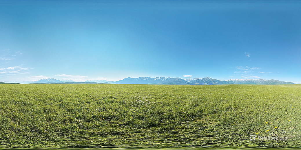 Blue Sky White Clouds Lawn Hillside HDR texture