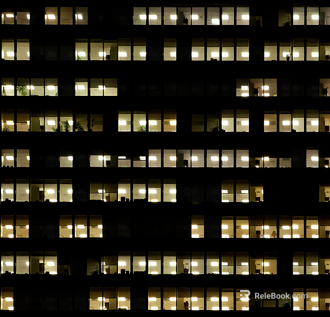 Outdoor building night view glass texture