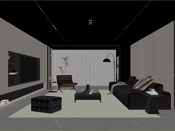 Modern wind dark gray living room scene texture (ID:ffaeh916416)