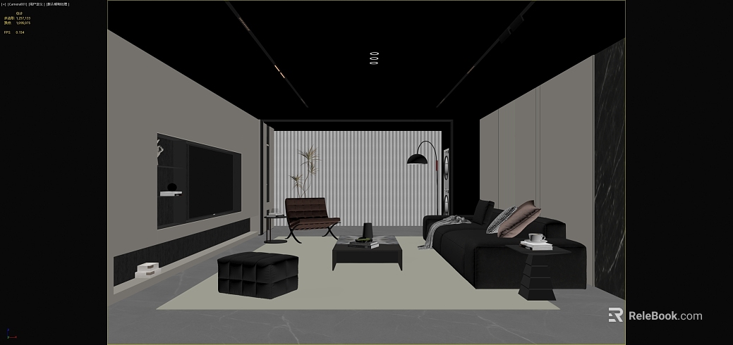 Modern wind dark gray living room scene texture