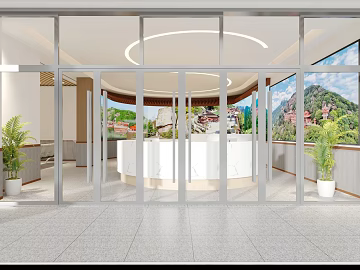 Modern silver gray glass door office lobby texture (ID:ffaeh480356)