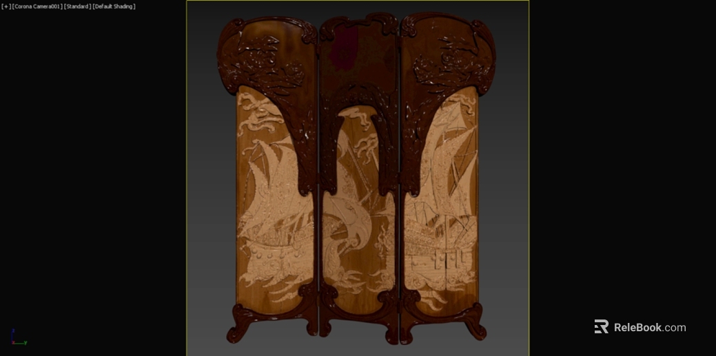 Chinese dark brown wood carved screen texture