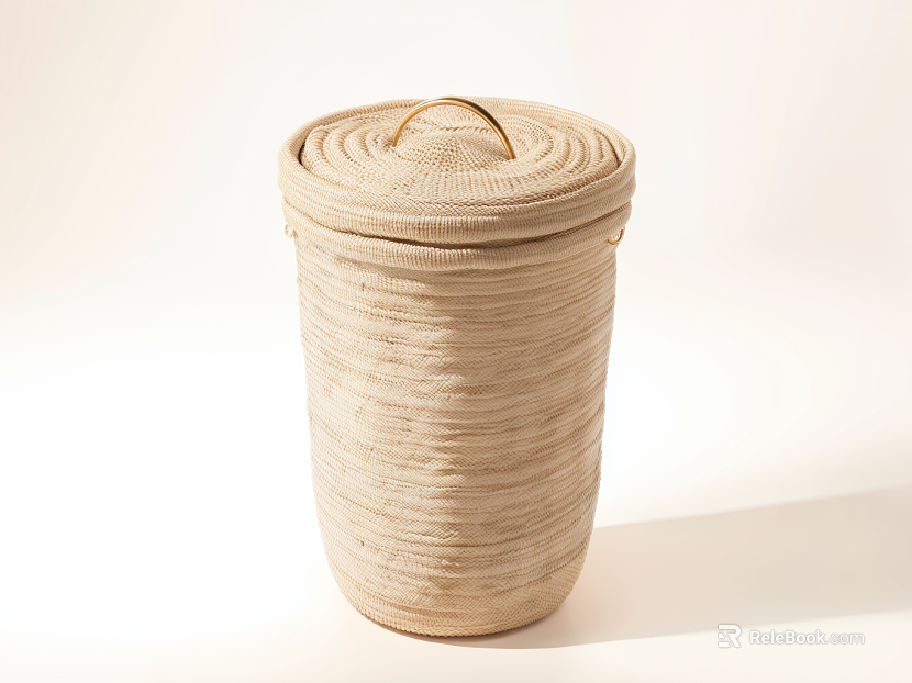 Beige Woven Storage Bucket Household Storage texture