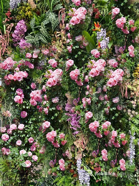 Pink simulation flower plant wall texture