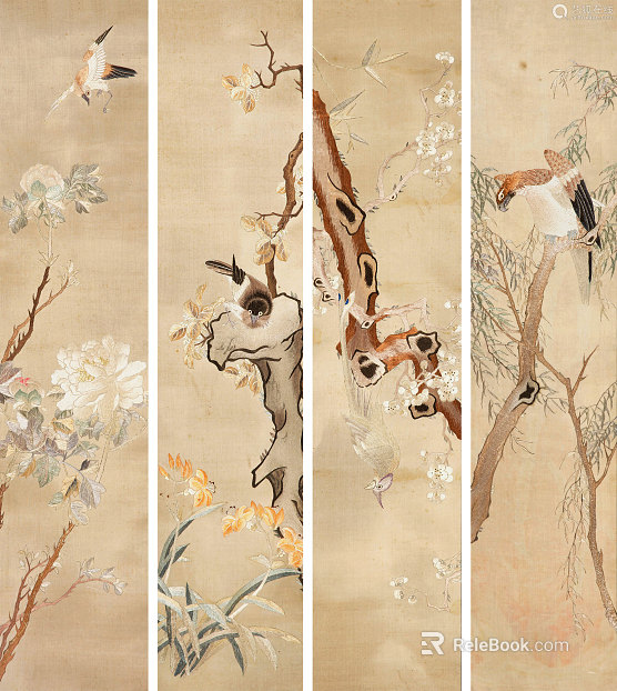Chinese flower and bird painting texture