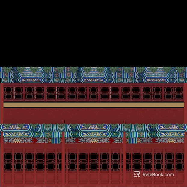 Chinese-style red lacquer ancient Liang Zhu palace painting texture