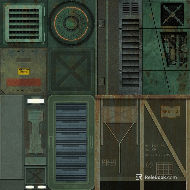 Industrial wind rust green metal hatch panel texture