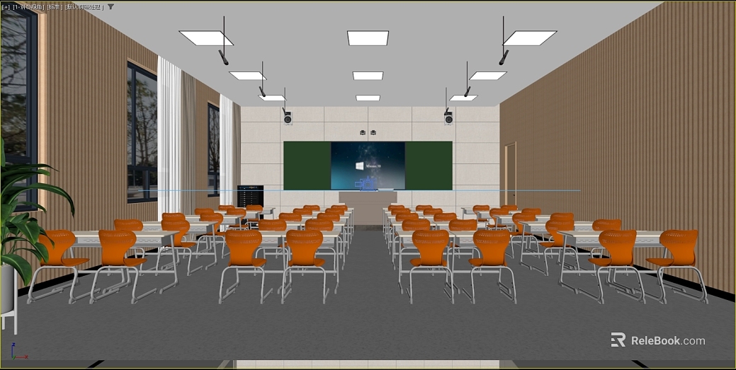 Modern light brown wood veneer classroom space texture