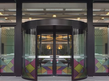 Modern Stained Glass Revolving Door Commercial Lobby 3d model