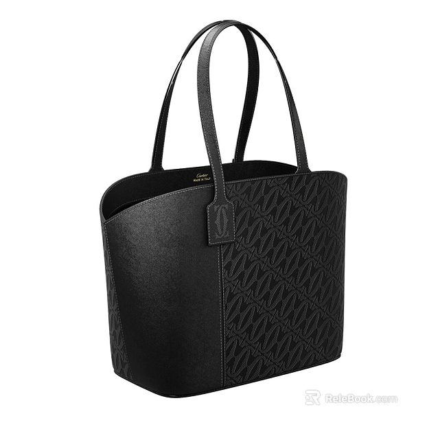 Black Cartier Pattern Leather Tote texture