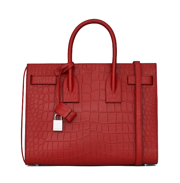 Light Luxury Red Crocodile-Print Tote Bag texture