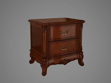 European-style red-brown solid wood bedside table texture (ID:ffaeh608086)