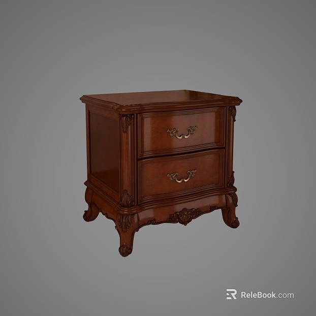 European-style red-brown solid wood bedside table texture