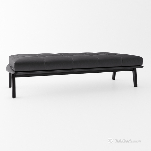Black Leather Ottoman Bench texture
