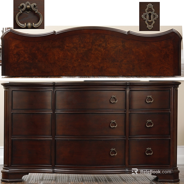 Dark Brown Vintage Solid Wood Bedroom Bucket Cabinet texture