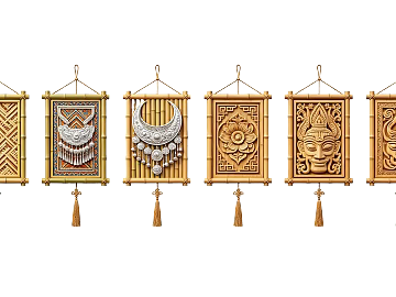 Ethnic-style carved wood wall decoration texture (ID:ffaeh186184)