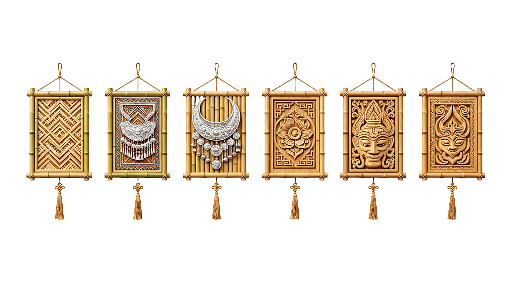 Ethnic-style carved wood wall decoration texture