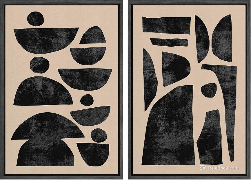Silent Wind Black Beige Abstract Decorative Painting texture