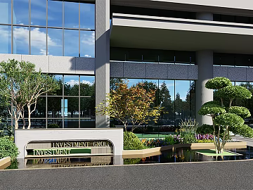 Outdoor Landscape Map of Modern Office Building texture (ID:ffaeh070216)