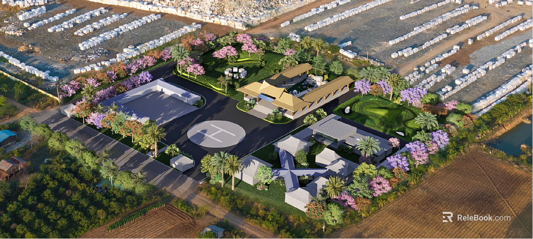 Aerial view of modern style leisure club texture