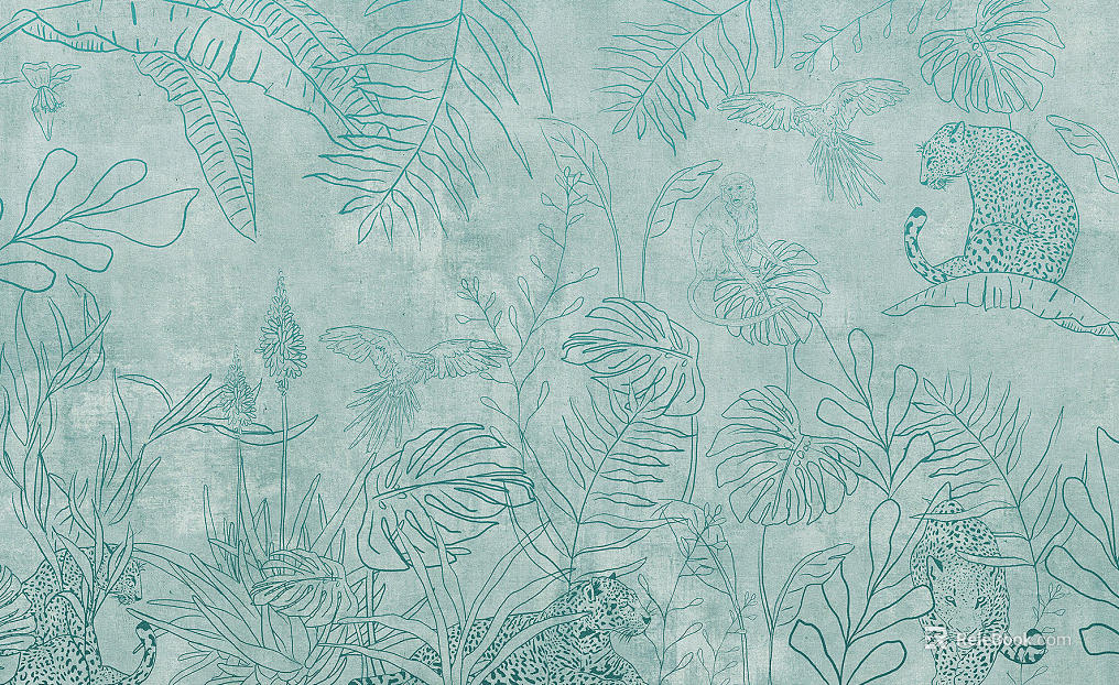 Green flora and fauna wallpaper texture