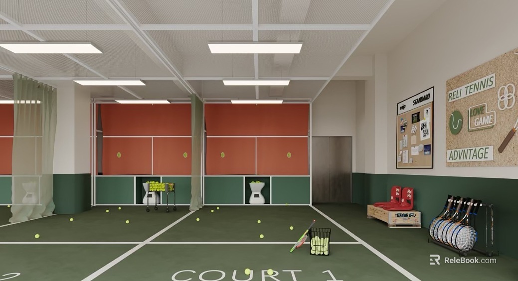 Red-green indoor tennis training ground texture