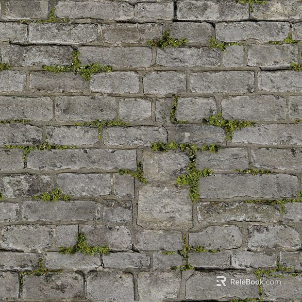 Grey moss brick wall exterior wall finish texture