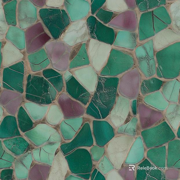 Green purple color mosaic glass wall texture
