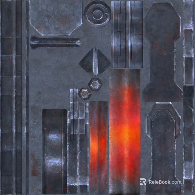 Industrial wind red gray old metal panel texture