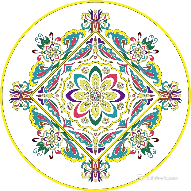 Color ethnic round tiles texture