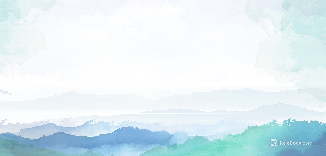 Green watercolor landscape decorative painting texture