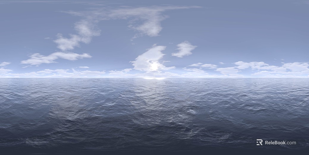 Outdoor boundless sea blue sky white clouds HDR texture