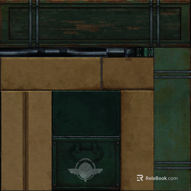 Industrial wind green brown old metal door panel texture