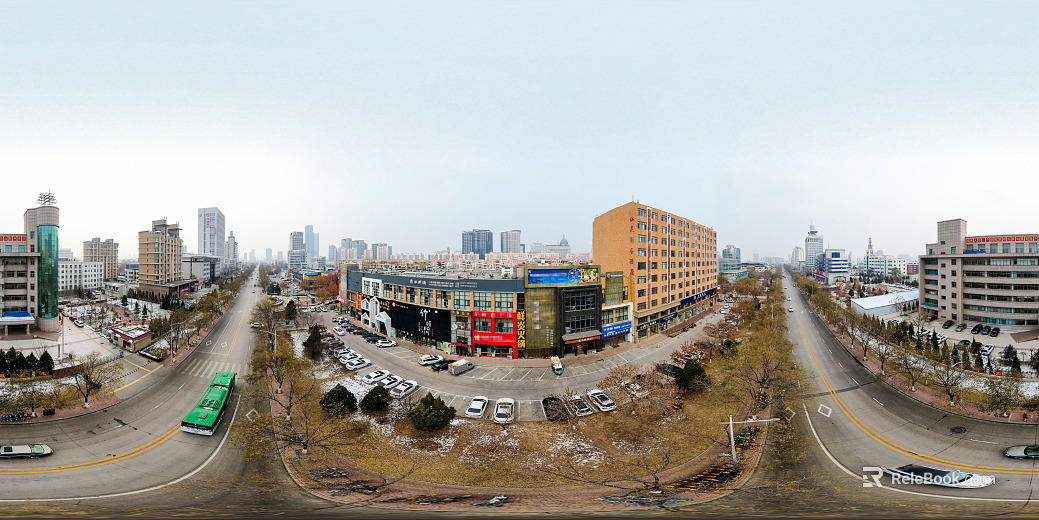 Urban commercial street bird's eye view HDR texture