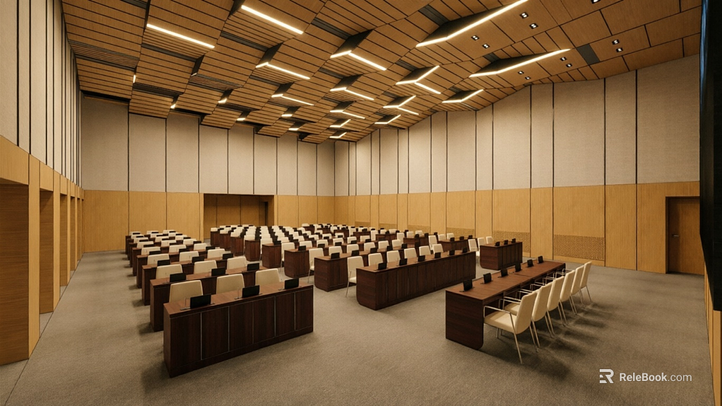 Modern Light Wood Sound-absorbing Panel Conference Hall texture