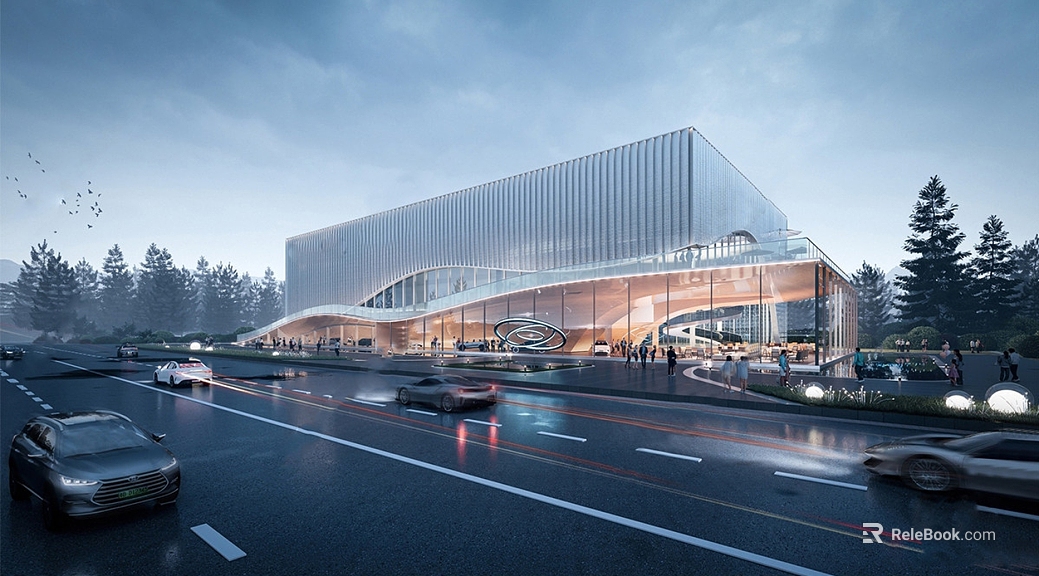 Modern large commercial building renderings texture