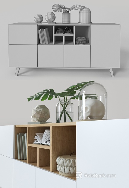 Nordic Style Light Ash Oak Storage Cabinet for Living Room texture