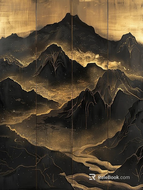 Black gold new Chinese landscape decorative painting texture