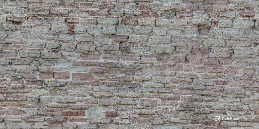 Green red variegated brick wall building materials texture