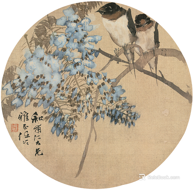 Chinese flower and bird painting texture