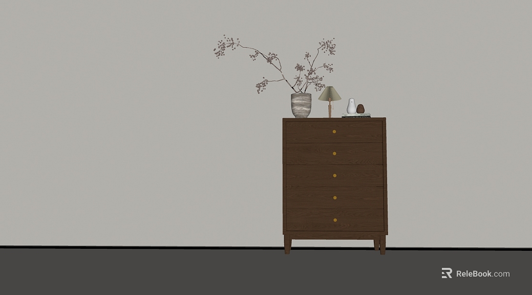 Bedroom Bucket Cabinet in Dark Brown Walnut texture