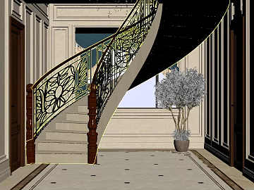 European-style carved metal stair handrail texture (ID:ffaeh497456)
