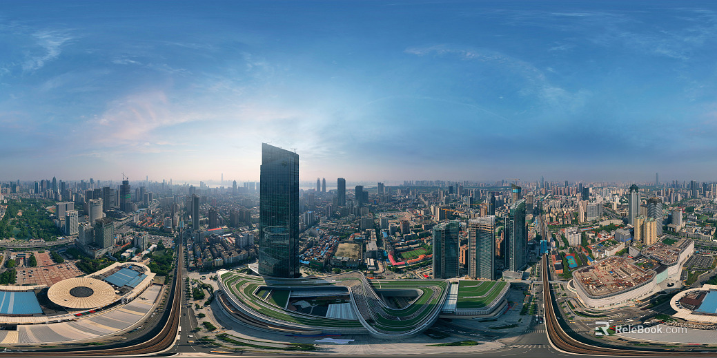HDR city building bird's eye view panorama texture