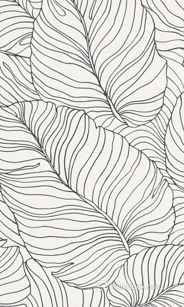 Black and white plant lines soft wallpaper texture